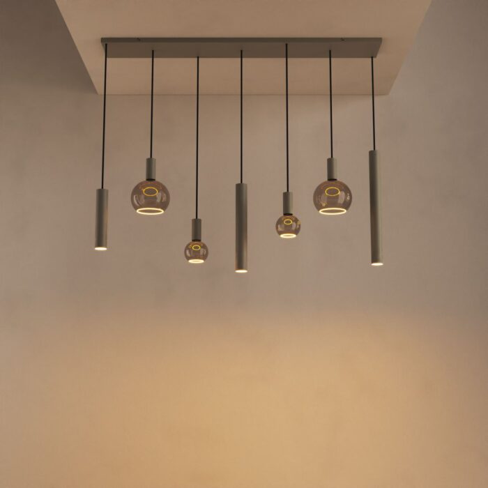 ztahl 4380 riva hanglamp recht 145cm 7 lichts quartz