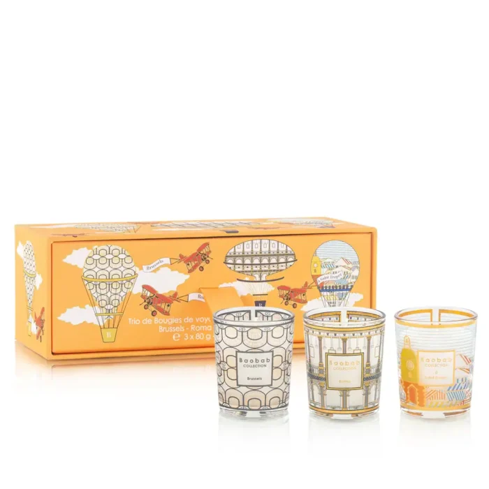 baobab collection – trio travel kaarsen brussels, roma & saint tropez