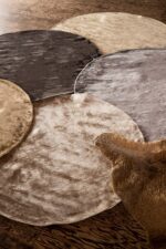 flavia grey viscose handwoven carpet round s