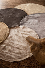 flavia grey viscose handwoven carpet round l