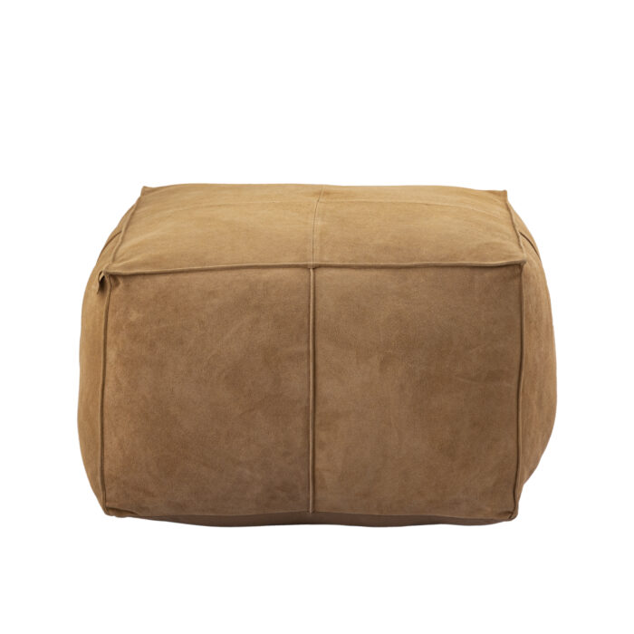 marieke camel suede leather pouf square