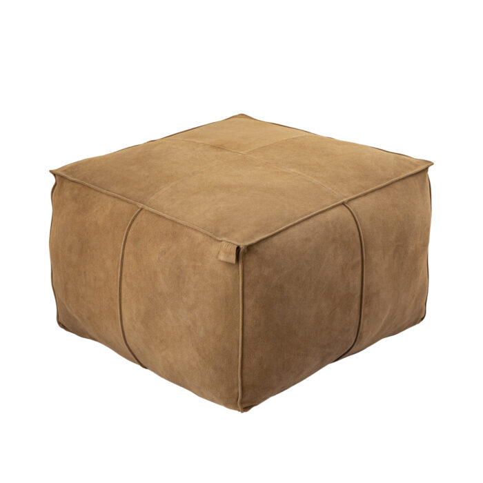 marieke camel suede leather pouf square