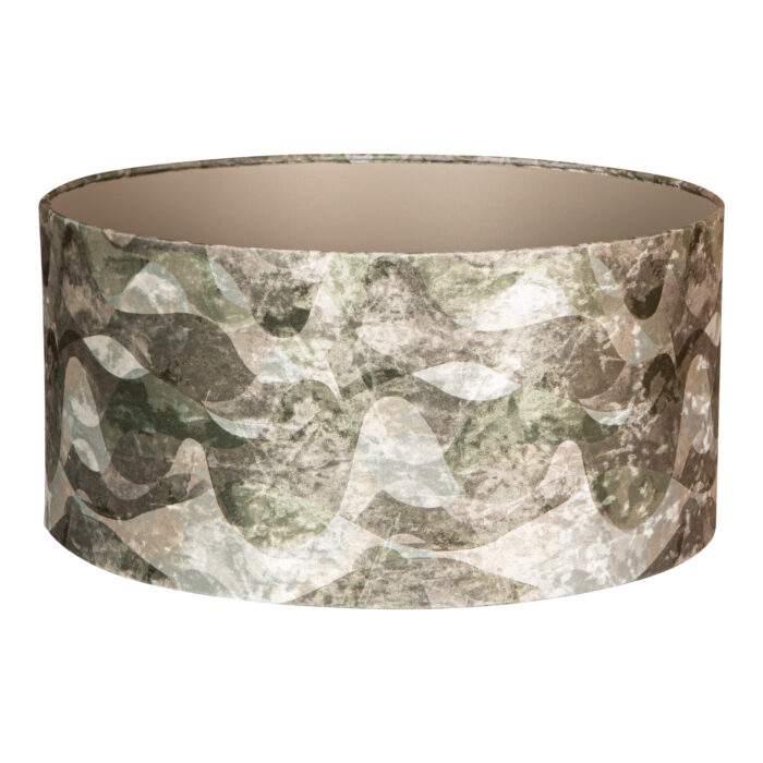 mocca green fabric wavy stripes lampshade round l