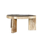 kayo natural petrified wood 3 leg coffeetable high
