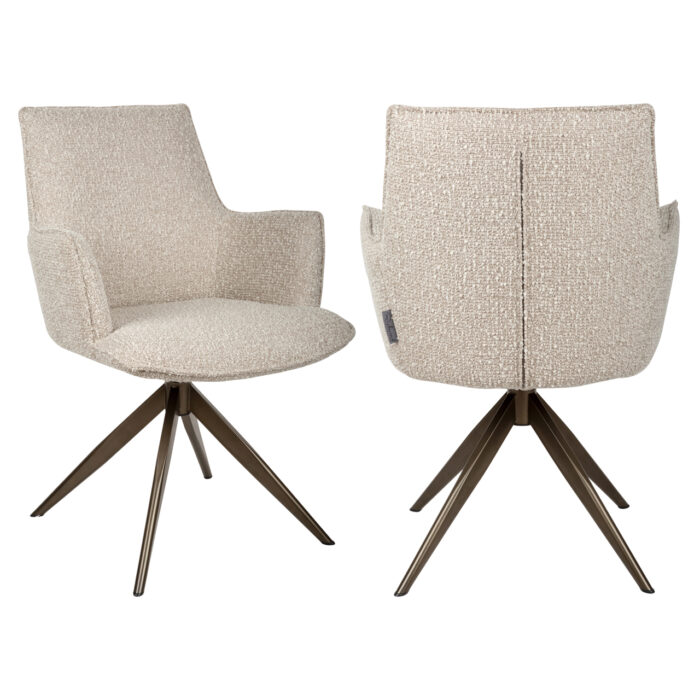 - Eetkamerstoel Dakota natural chunky swivel with arm