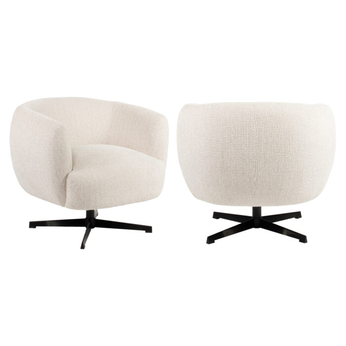 - Lounge stoel Estelle beige blockweave swivel