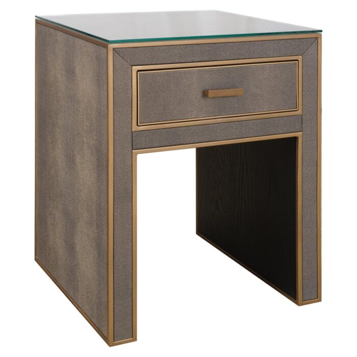 - Nachtkastje Bloomville brass shagreen incl. glass top